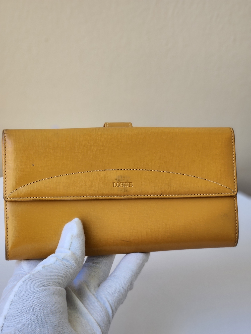 Loewe Madrid Vintage Mustard Yellow Leather Continental Wallet With Box, Dustbag - Picture 14 of 15